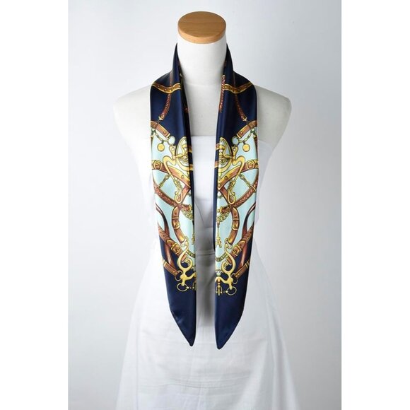 🆕 Women Blue Square Hair Scarf Silk Curly Headband Tie Sleeping Night Fashion - Picture 4 of 6